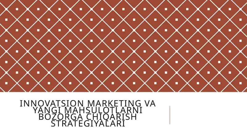 Innovatsion marketing va yangi mahsulotlarni bozor qachon chiqarish strategiyalari 1