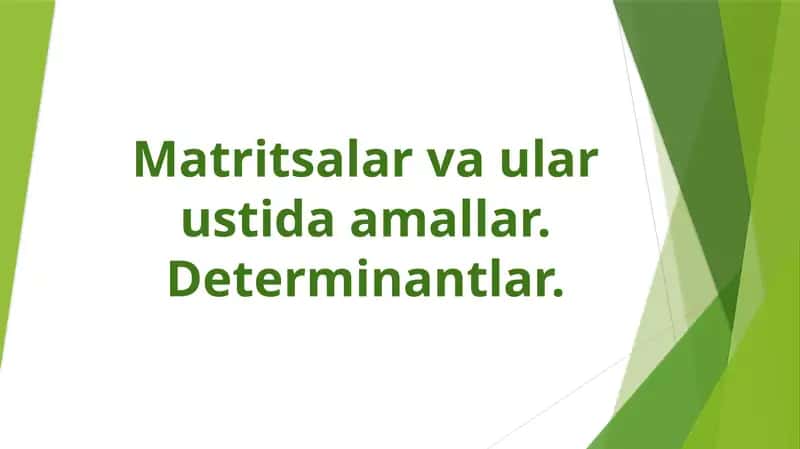 Matritsalar va ular ustida amallar. Determinantlar 1
