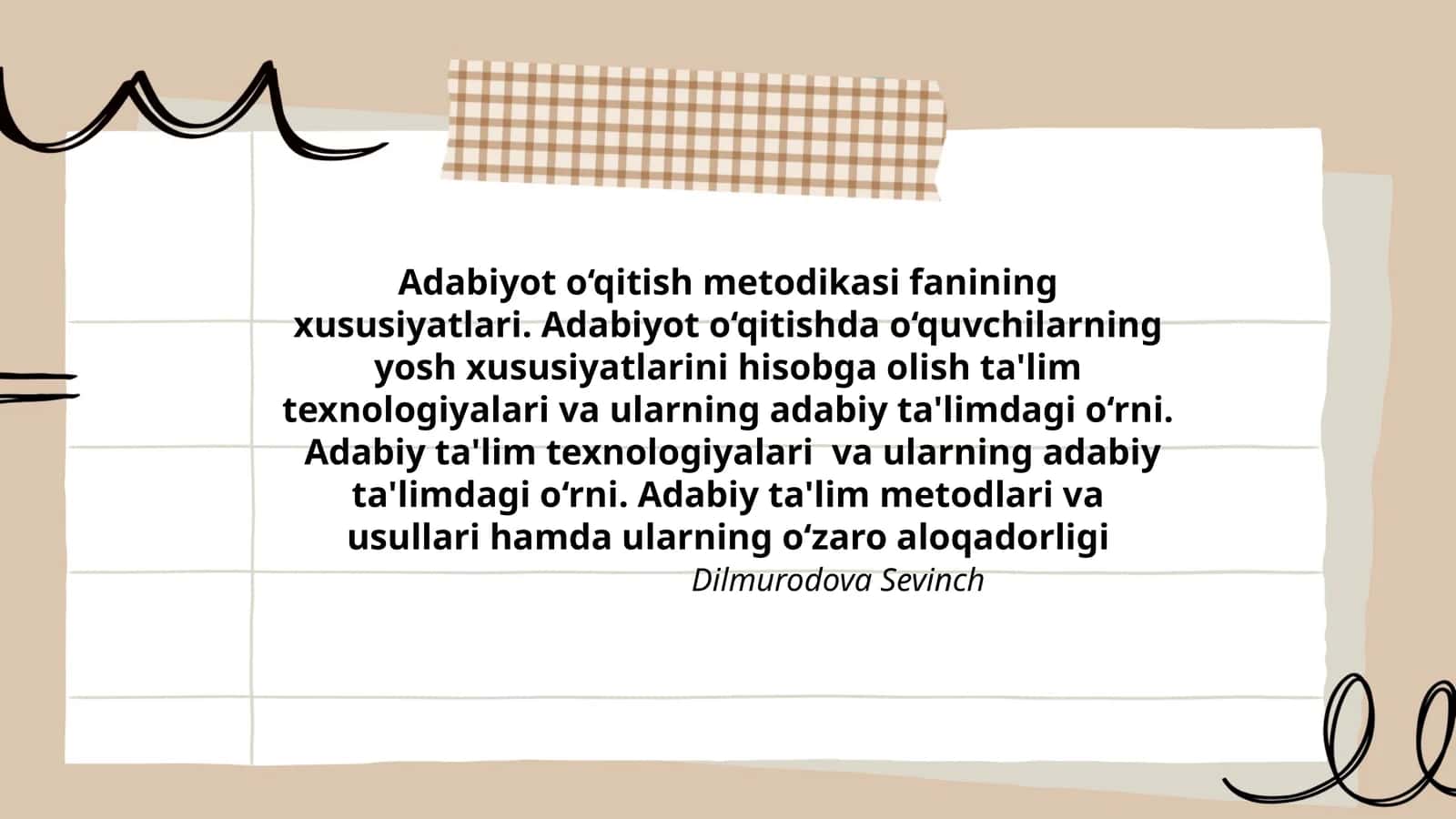 Adabiyot o‘qitish metodikasi fanining xususiyatlari 1