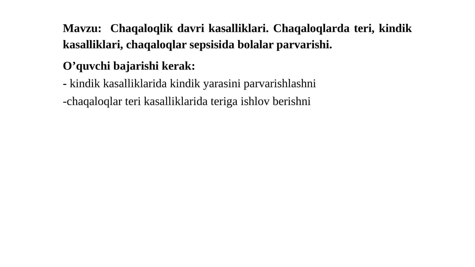 Chaqaloqlik davri kasalliklari 1