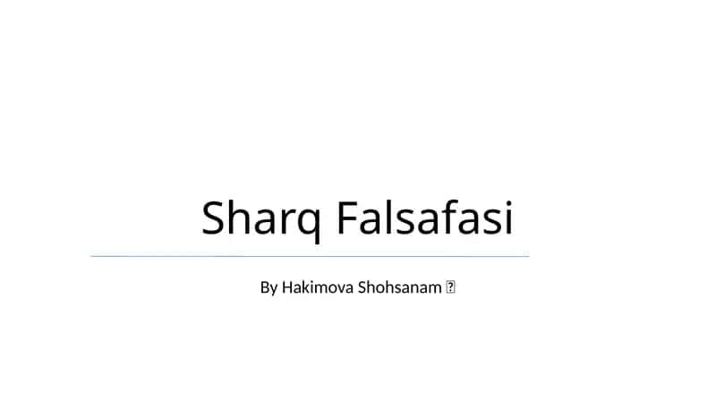Sharq Falsafasi 1