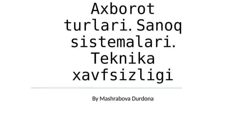 Xavfsizlik tizimlari 1