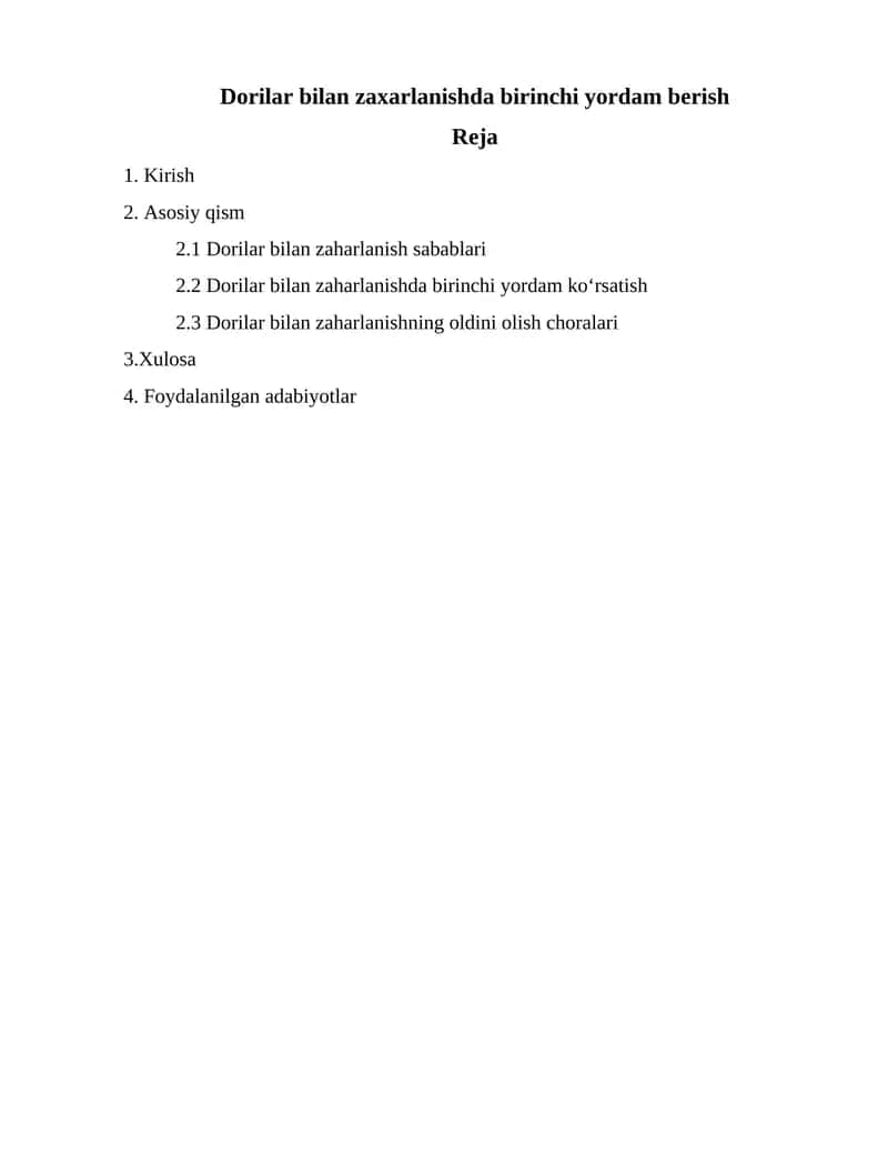 Dorilar bilan zaxarlanishda birinchi yordam berish 1