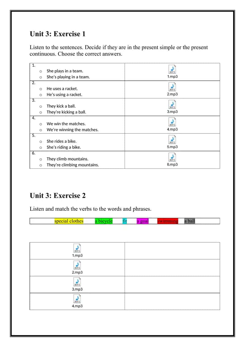 English Listening Exercises - Unit 3 1