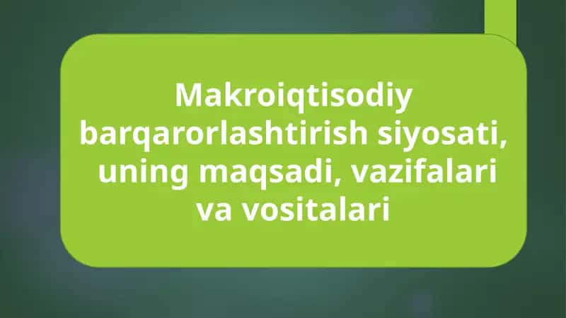Makroiqtisodiy barqarorlashtirish siyosati 1