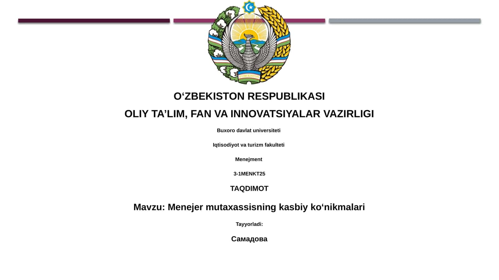 Menejer mutaxassisning kasbiy koʻnikmalari 1