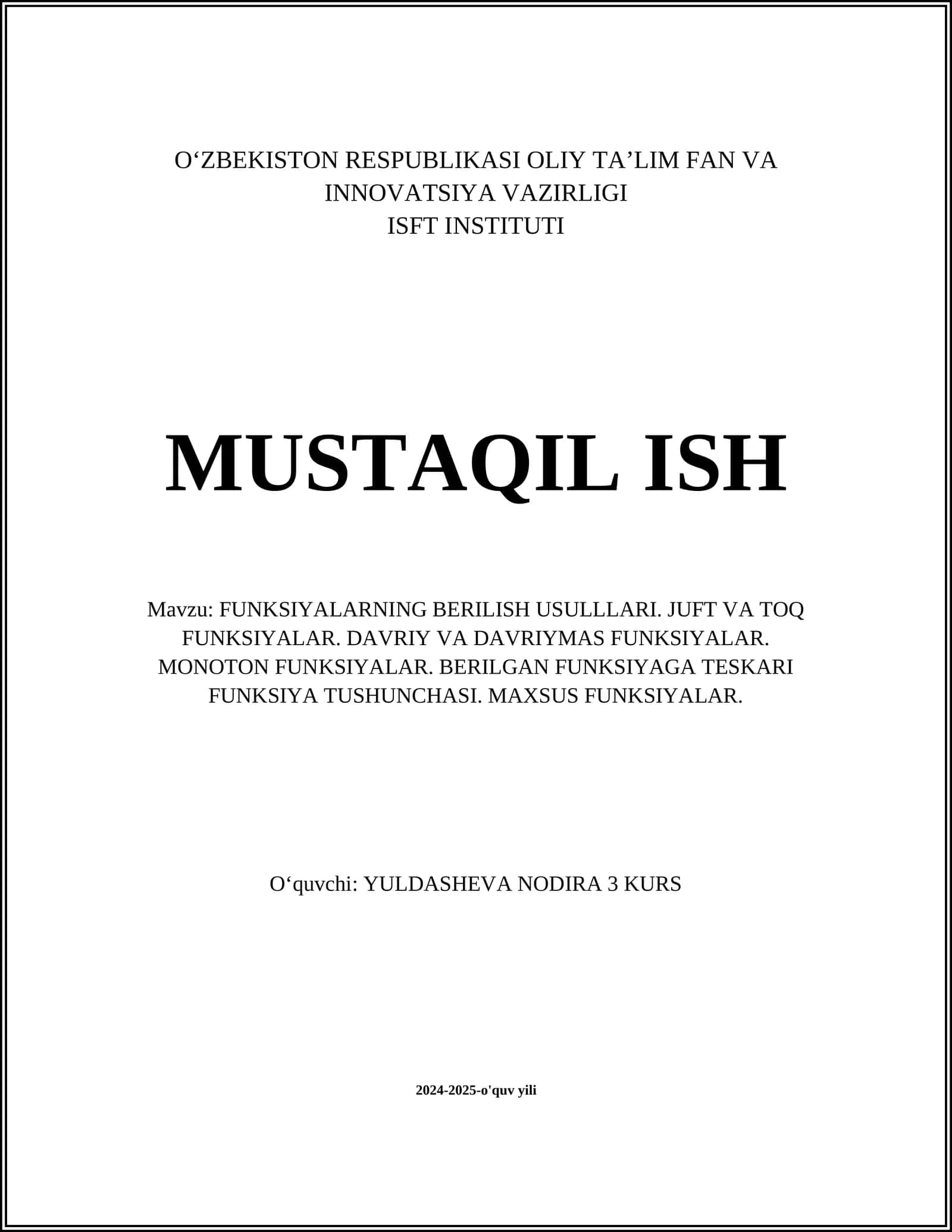 FUNKSIYALARNING BERILISH USULLLARI 1