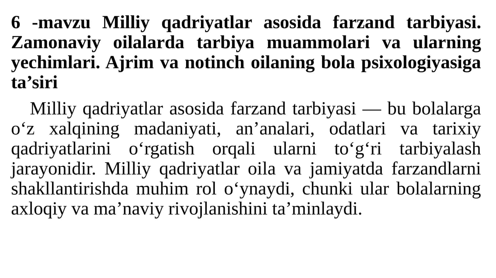 Milliy qadriyatlar asosida farzand tarbiyasi 1