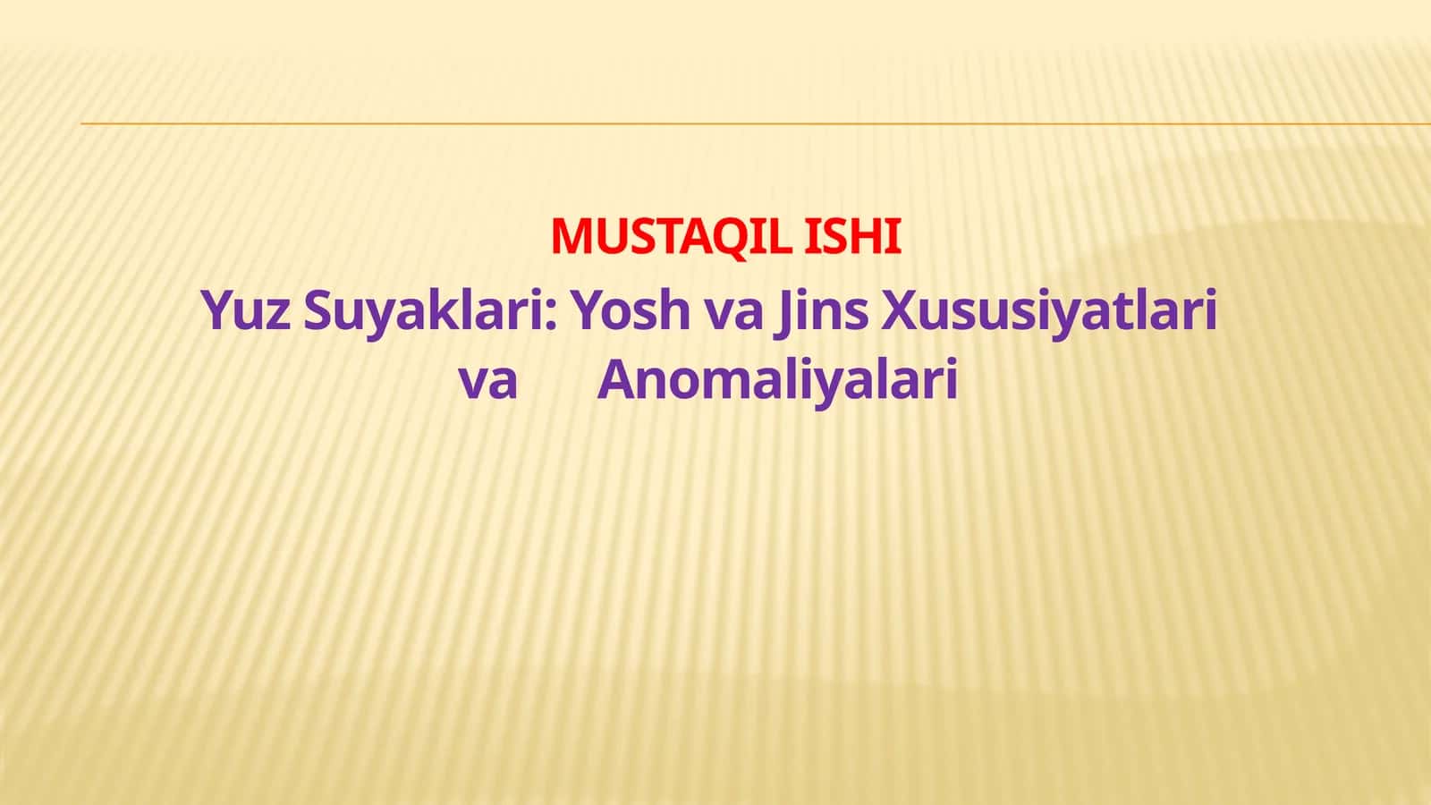 Yuz Suyaklari: Yosh va Jins Xususiyatlari va Anomaliyalari 1