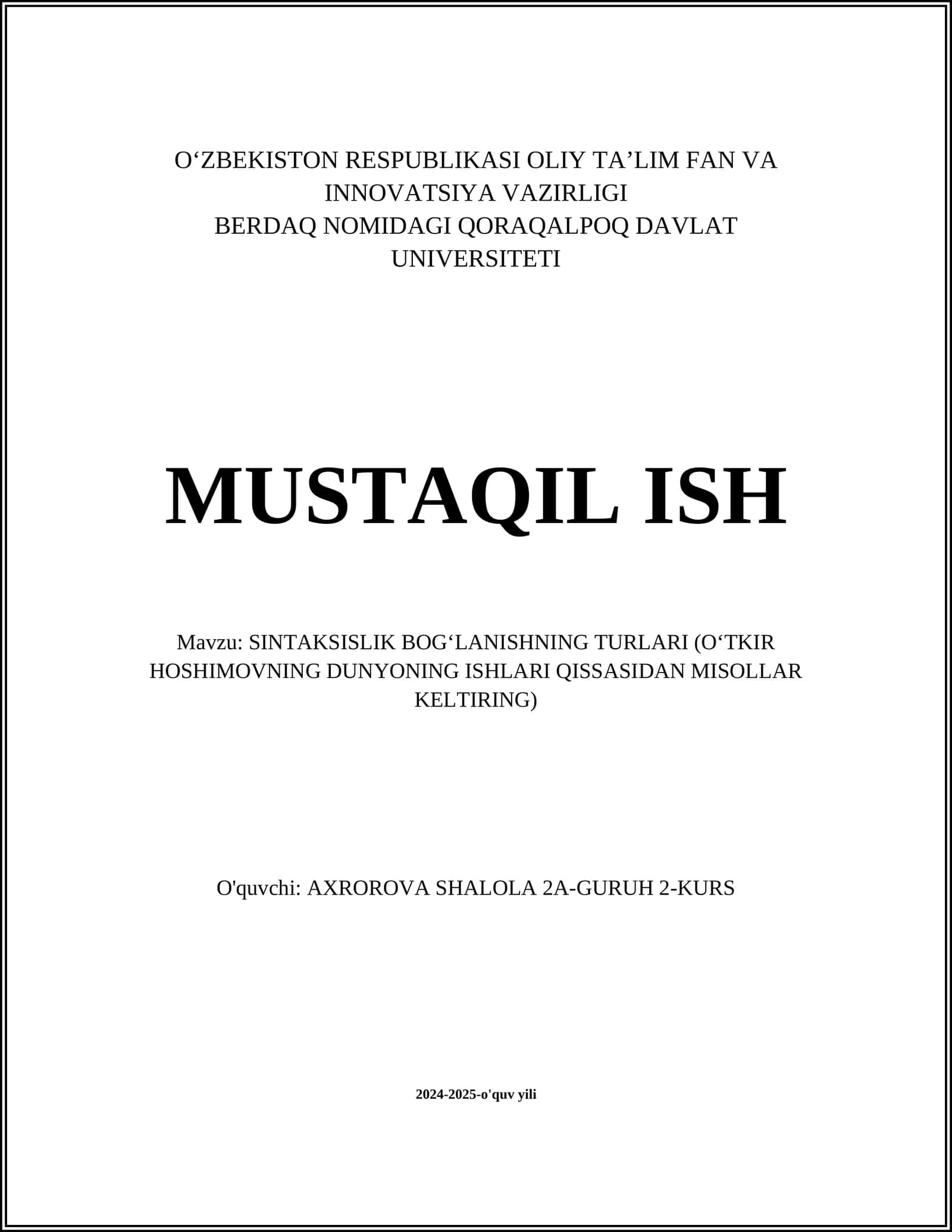 SINTAKSISLIK BOGʻLANISHNING TURLARI 1