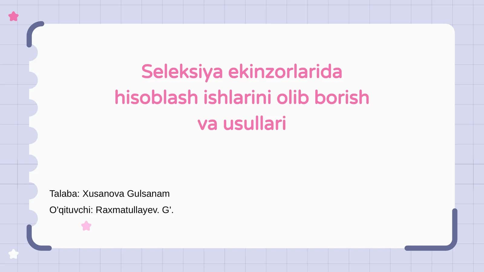 Seleksiya ekinzorlarida hisoblash ishlarini olib borish va usullari 1