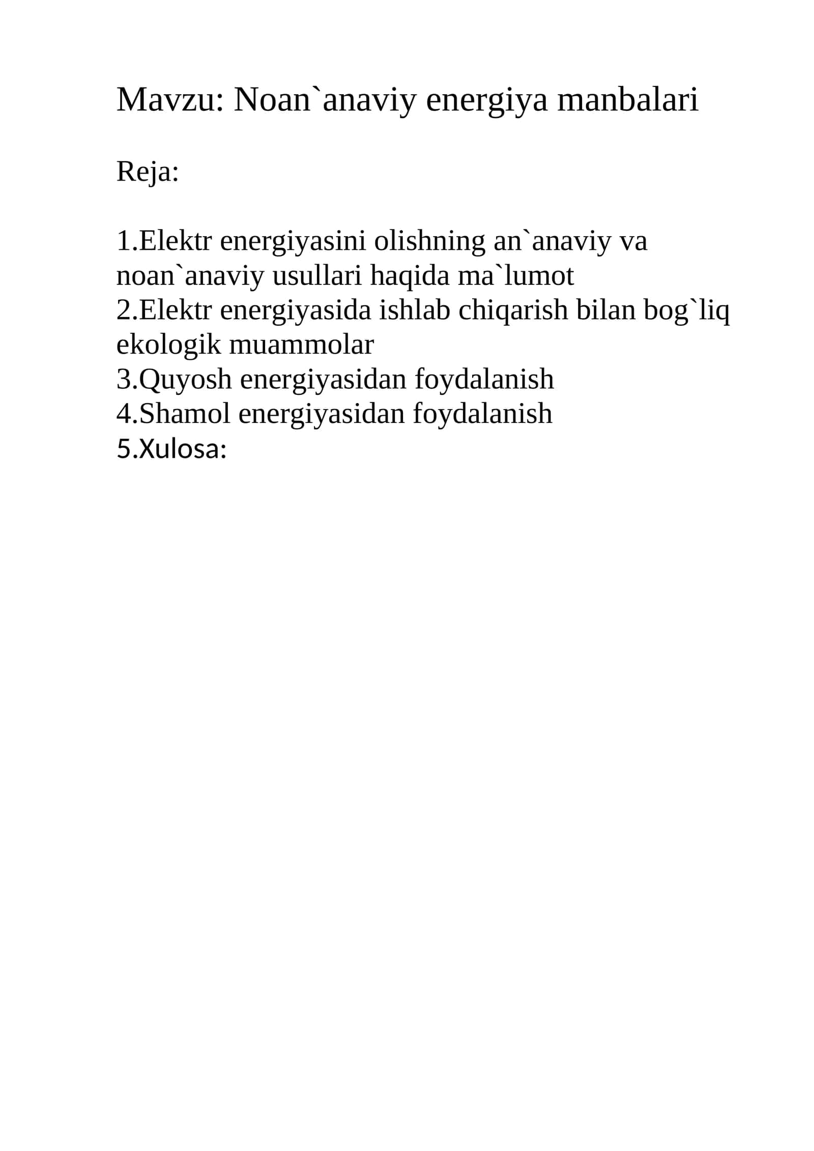Noan`anaviy energiya manbalari 1