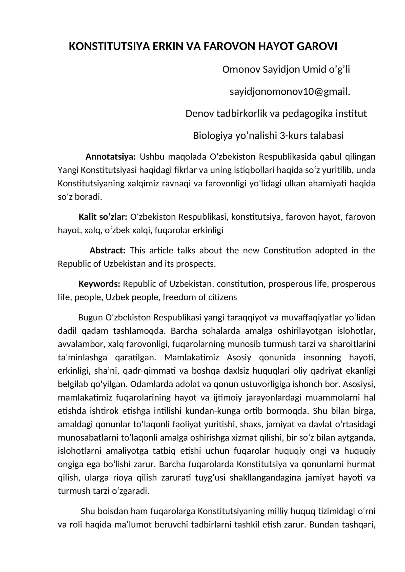 KONSTITUTSIYA ERKIN VA FAROVON HAYOT GAROVI 1