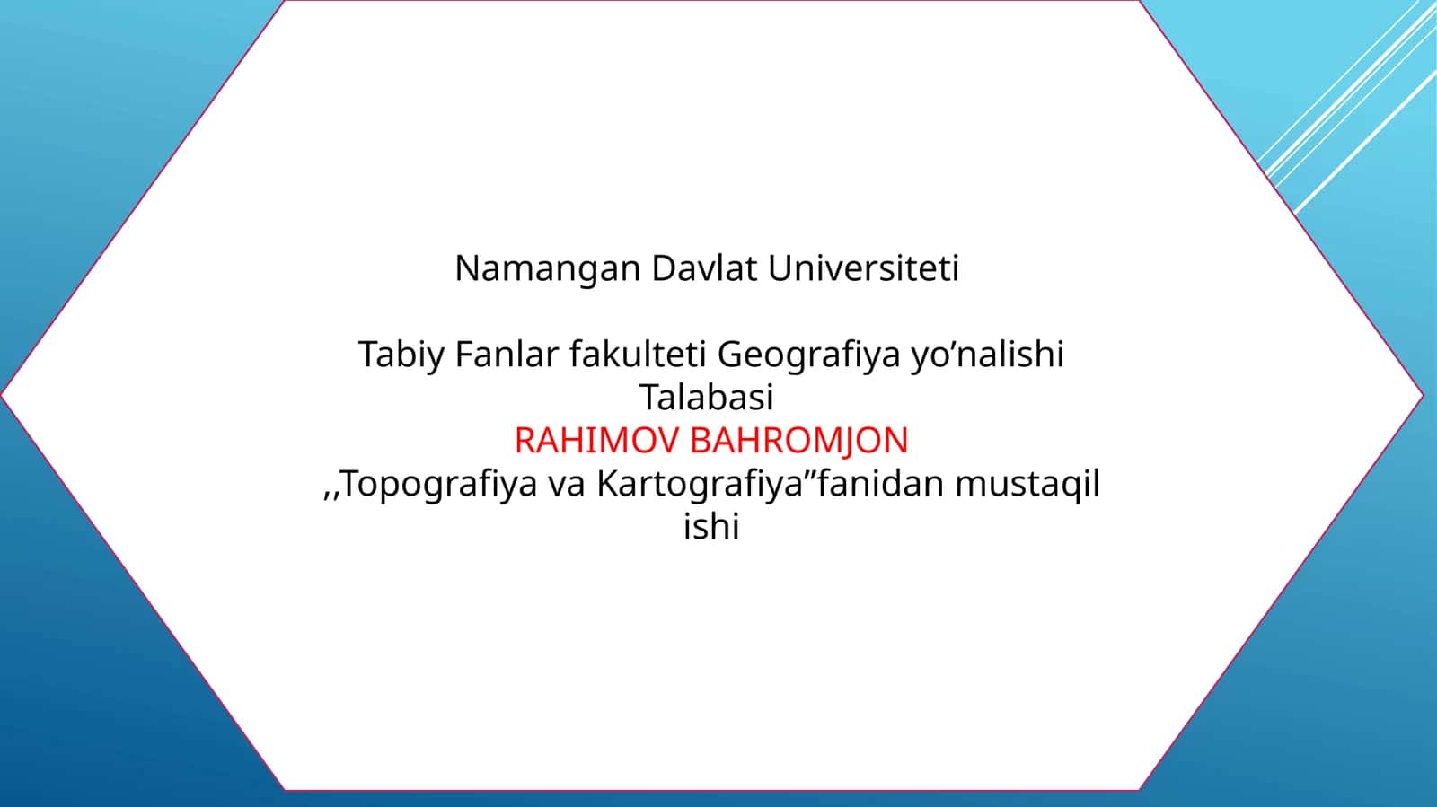 Topografiya va Kartografiya 1