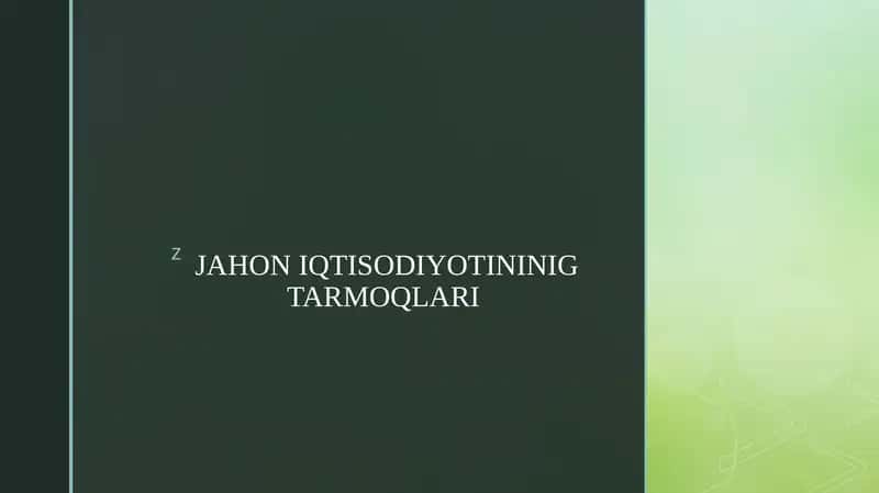JAHON IQTISODIYOTININIG TARMOQLARI 1