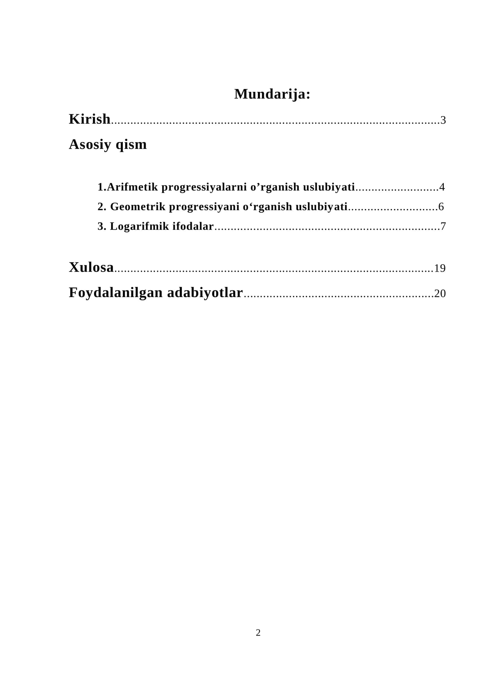 Arifmetik progressiyalarni o’rganish 1