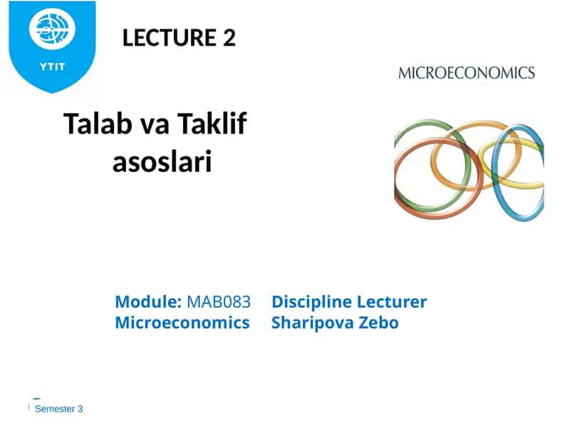 Mavzu: Talab va Taklif 1