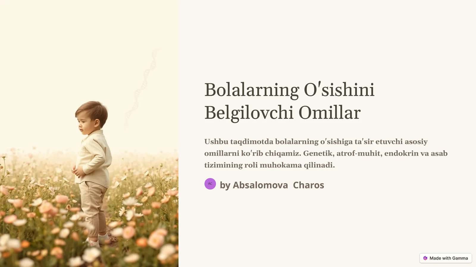 Bolalarning O'sishini Belgilovchi Omillar 1