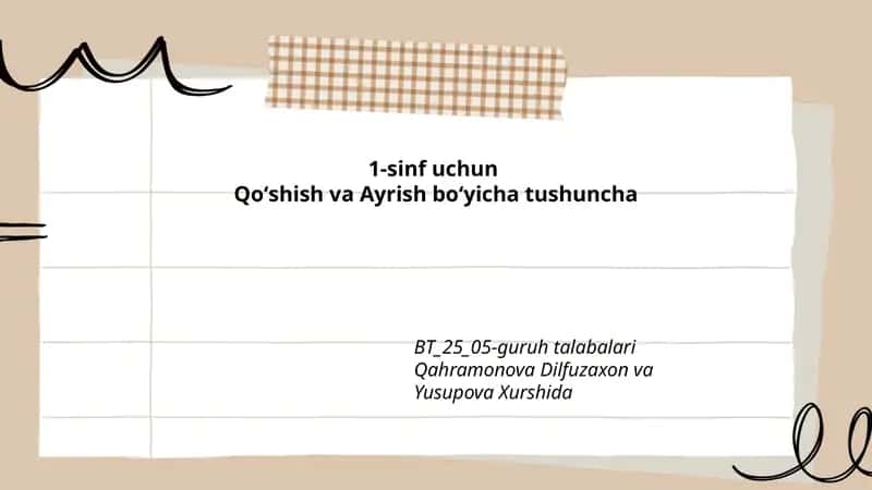 Qoʻshish va Ayrish boʻyicha tushuncha 1