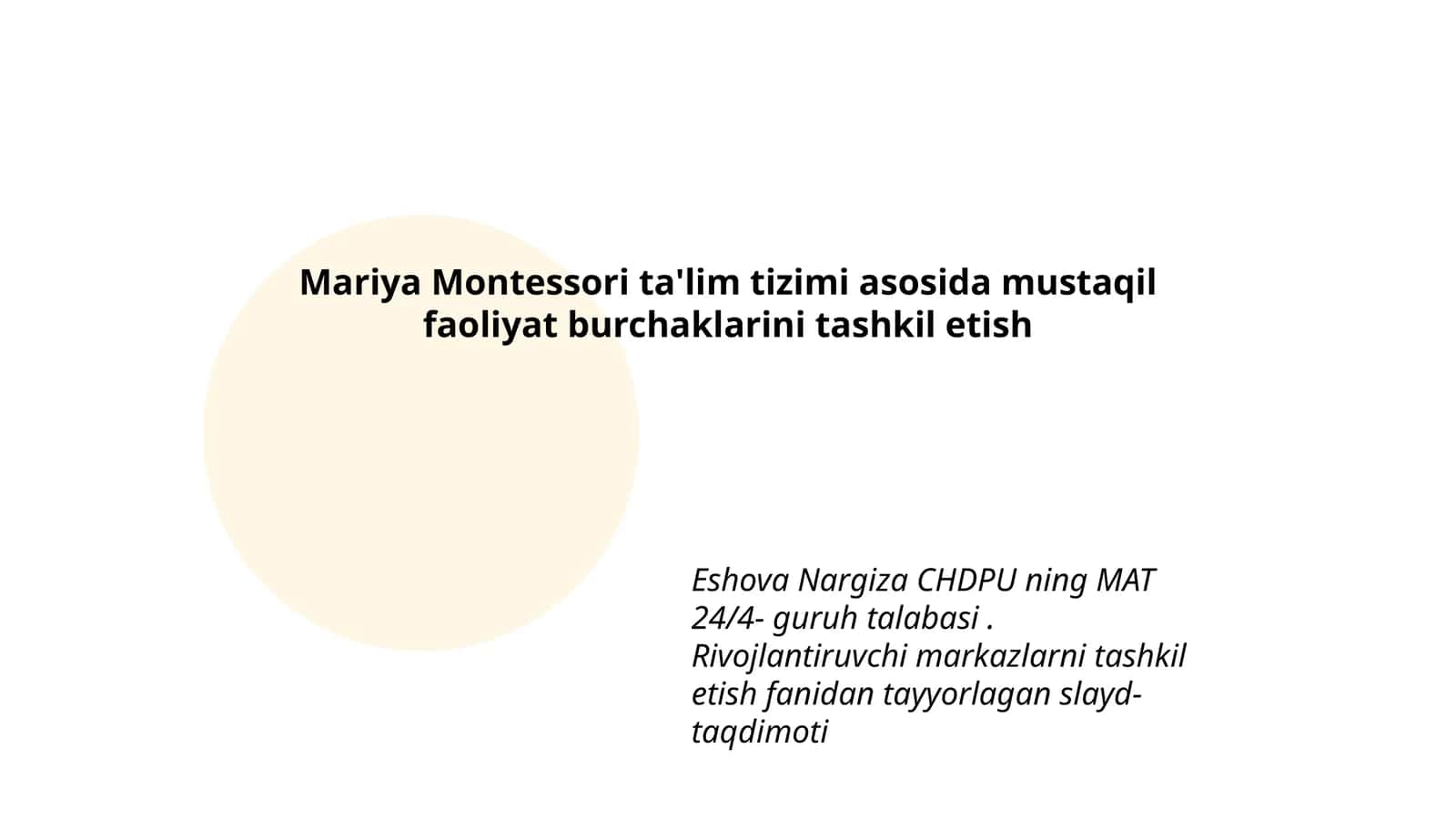 Mariya Montessori ta'lim tizimi 1