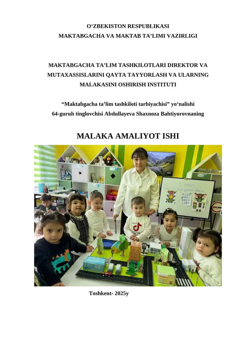 "Maktabgacha ta’lim tashkiloti tarbiyachisi" 1