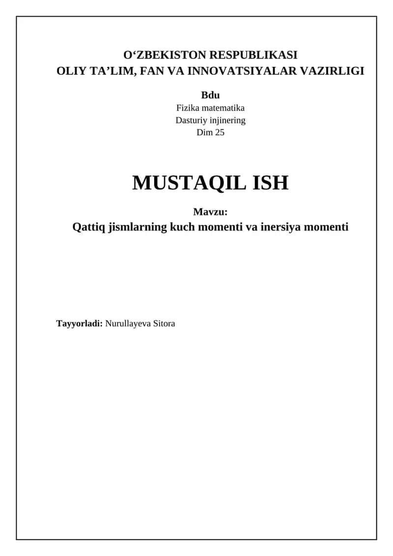 Moment va inersiya momenti 1