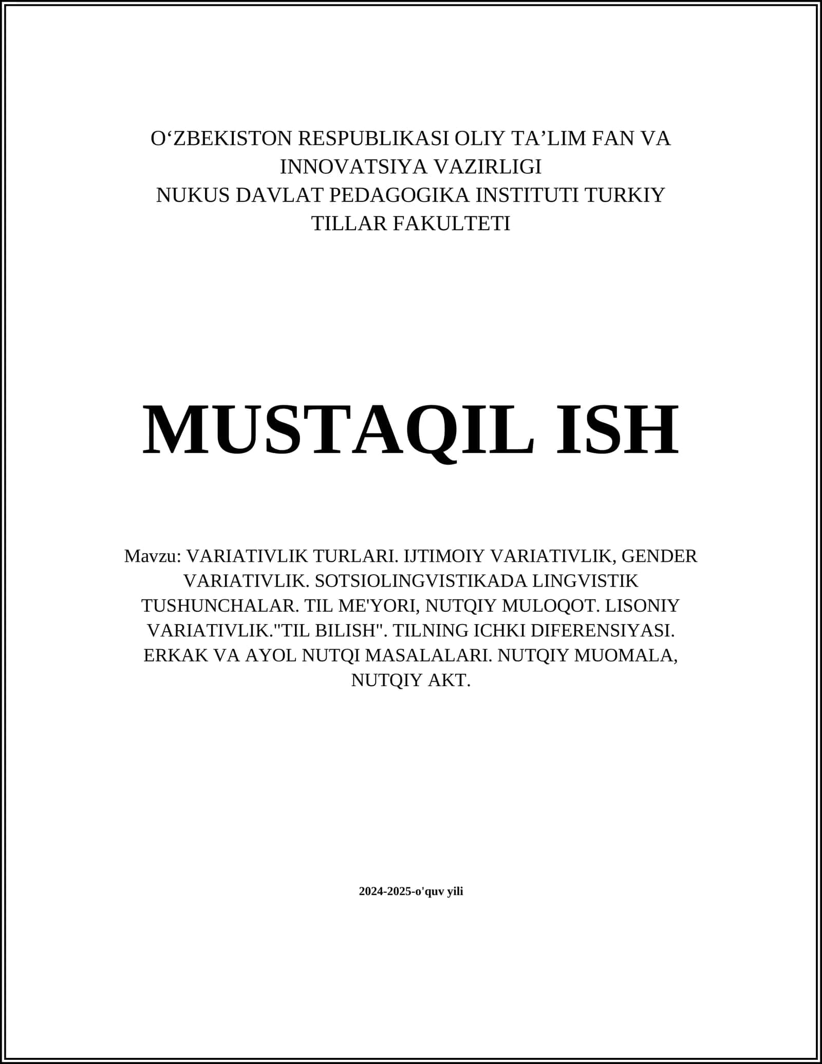 VARIATIVLIK TURLARI 1