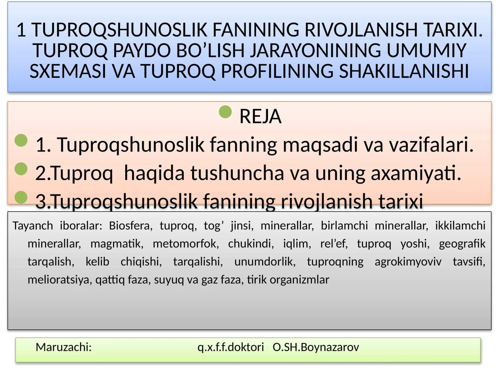 TUPROQSHUNOSLIK FANINING RIVOJLANISH TARIXI 1