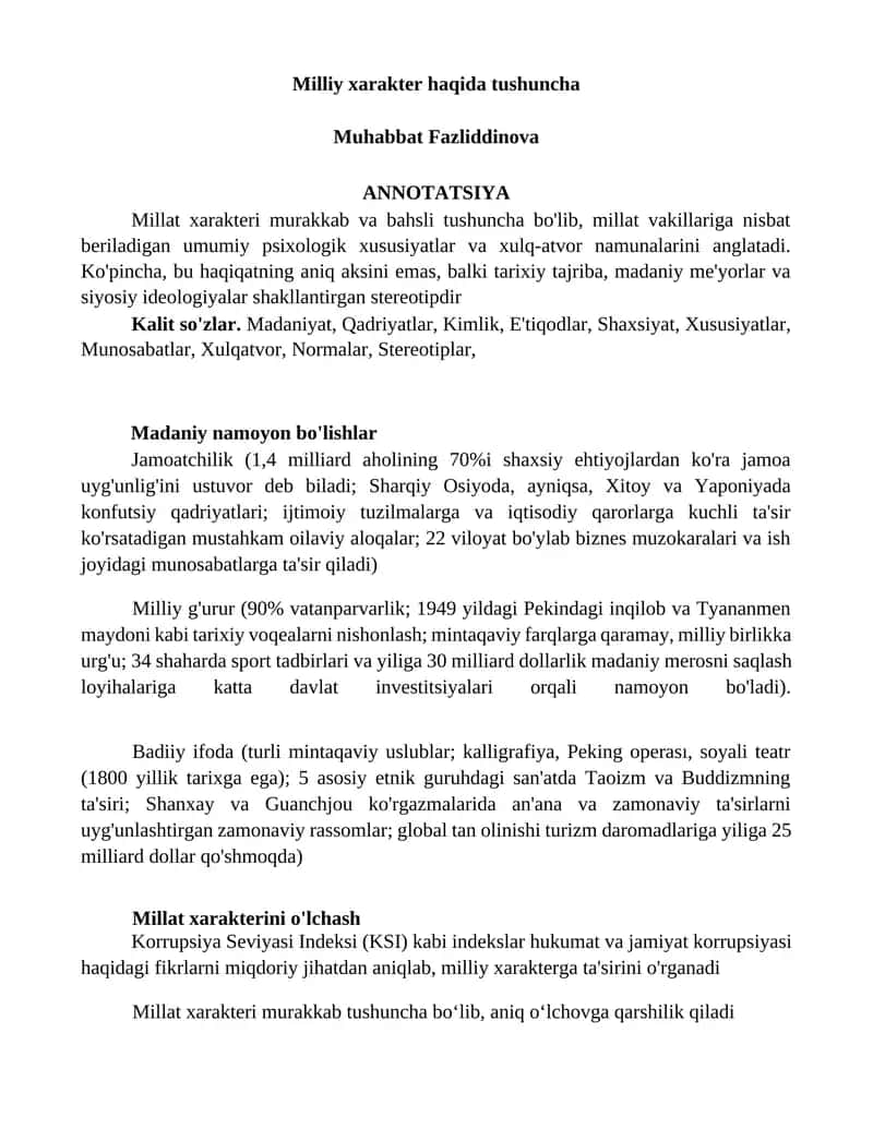 Milliy xarakter haqida tushuncha 1