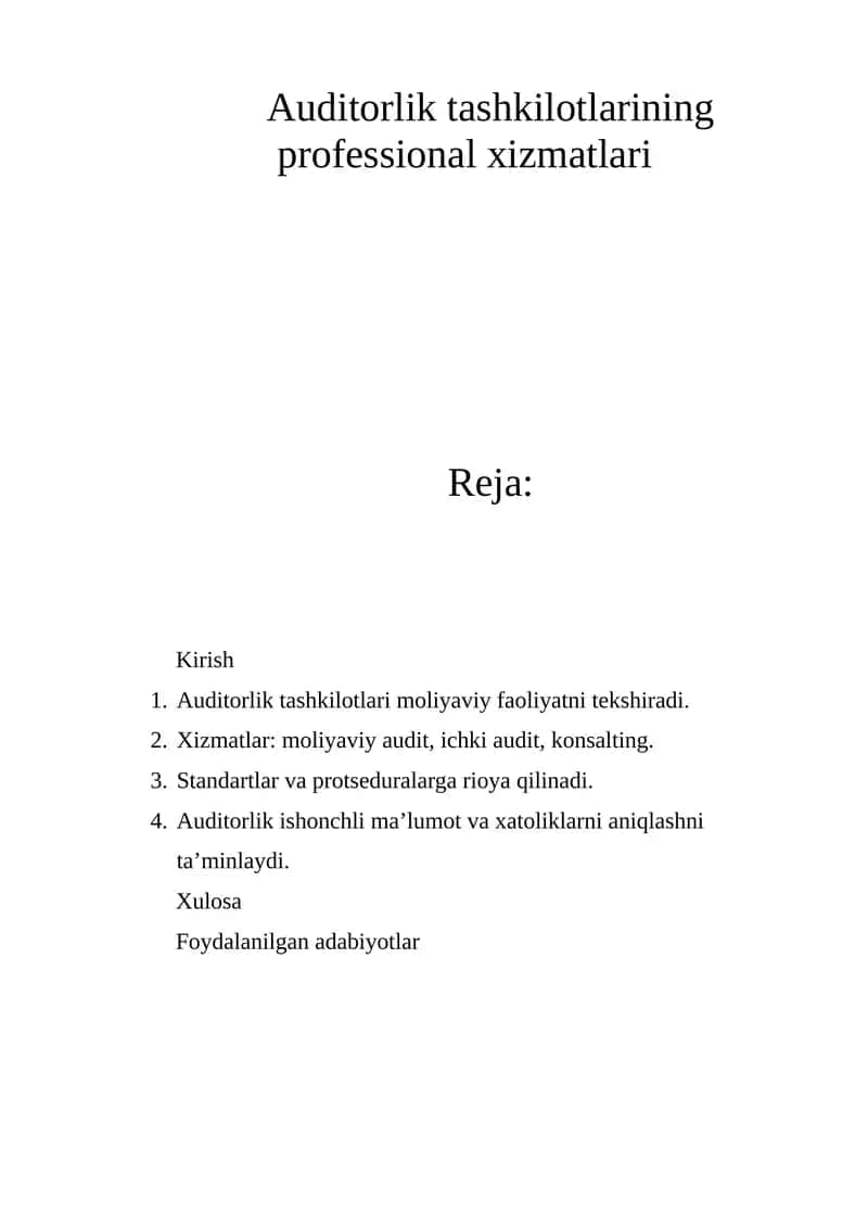 Auditorlik tashkilotlarining professional xizmatlari 1
