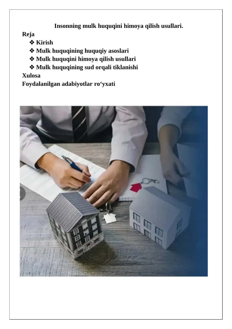 Mulk huquqini himoya qilish usullari 1
