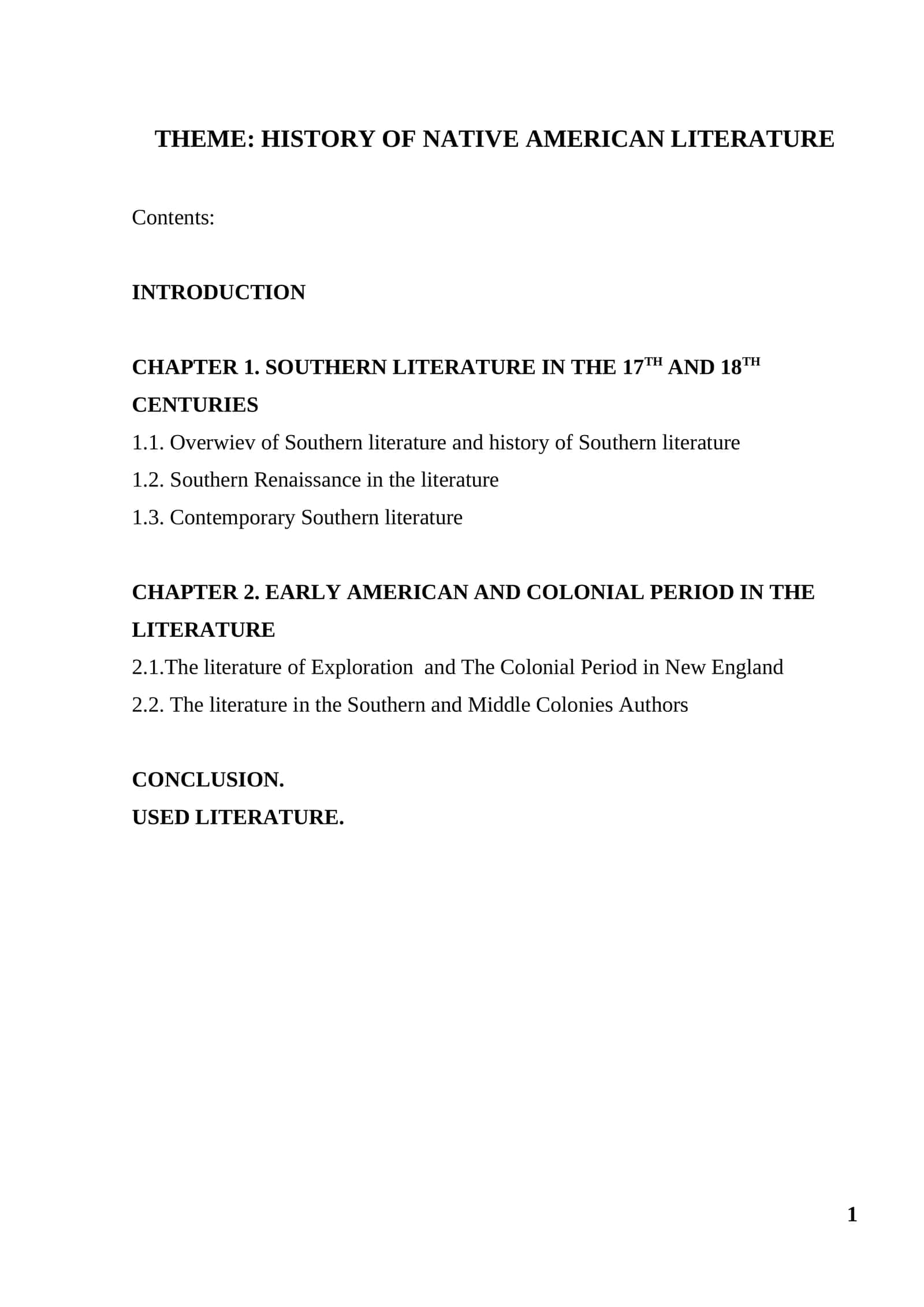 HISTORY OF NATIVE AMERICAN LITERATURE 1