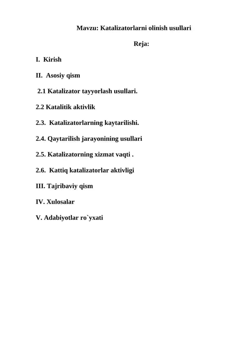 Katalizatorlarni olinish usullari 1
