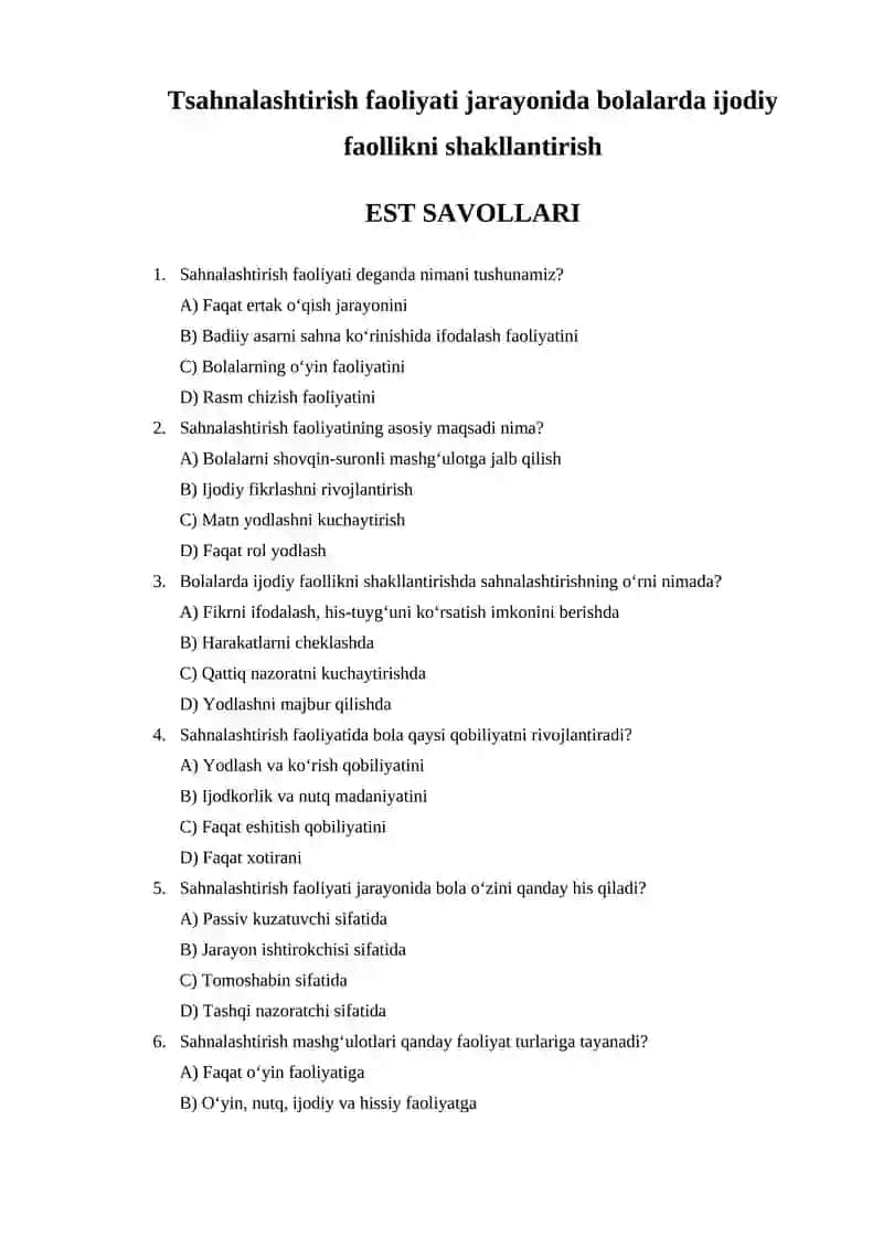 Sahnalashtirish faoliyati