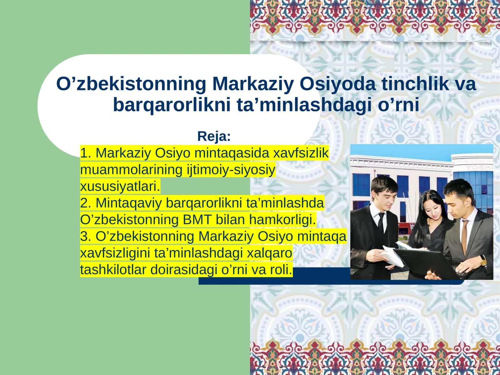 Xavfsizlikning Markaziy Osiyodagi o'rni 1
