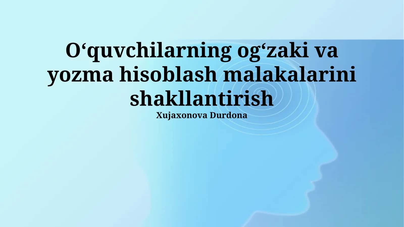 Og'zaki va yozma hisoblash malakalarini shakllantirish 1