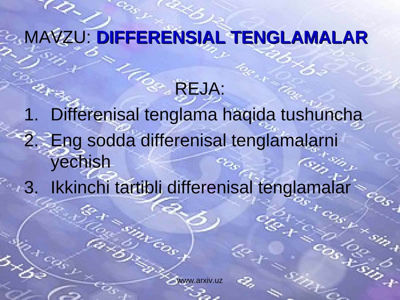 DIFFERENSIAL TENGLAMALAR 1