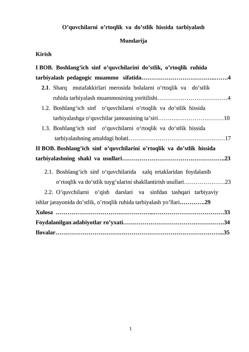 O‘quvchilarni o‘rtoqlik va do‘stlik hissida tarbiyalash 1