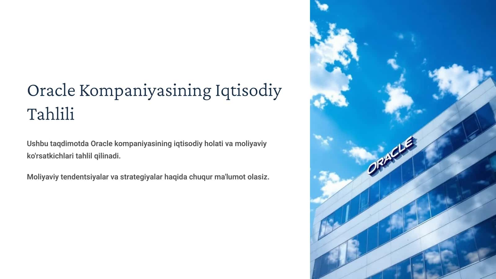 Oracle Kompaniyasining Iqtisodiy Tahlili 1