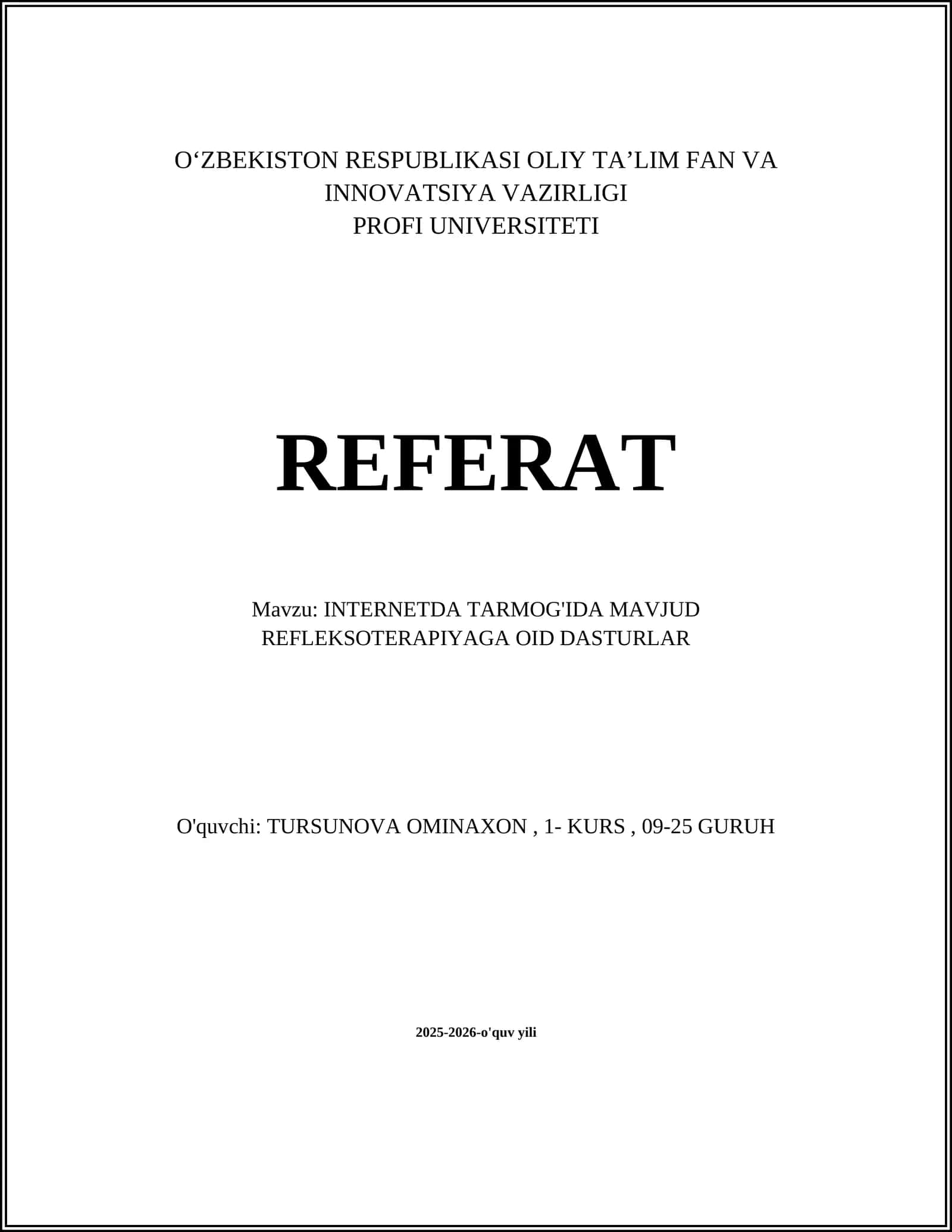 INTERNETDA TARMOG'IDA MAVJUD REFLEKSOTERAPIYAGA OID DASTURLAR 1