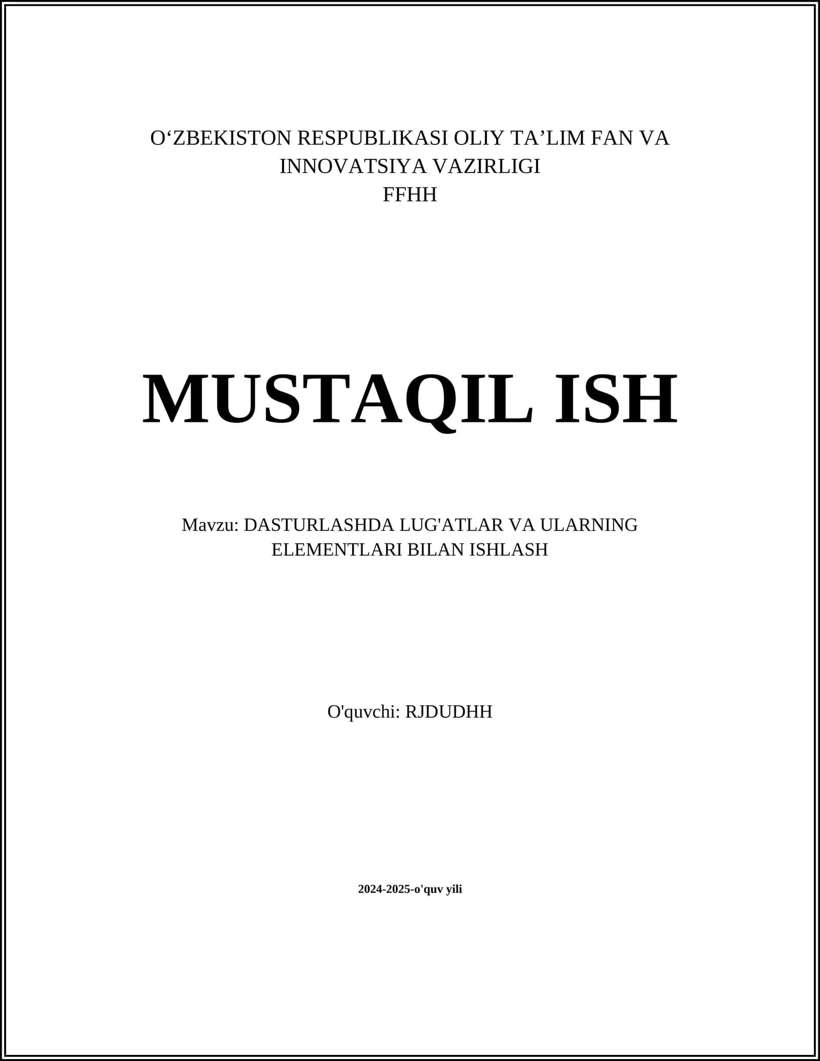 Dasturlashda lug'atlar va ularning elementlari bilan ishlash 1