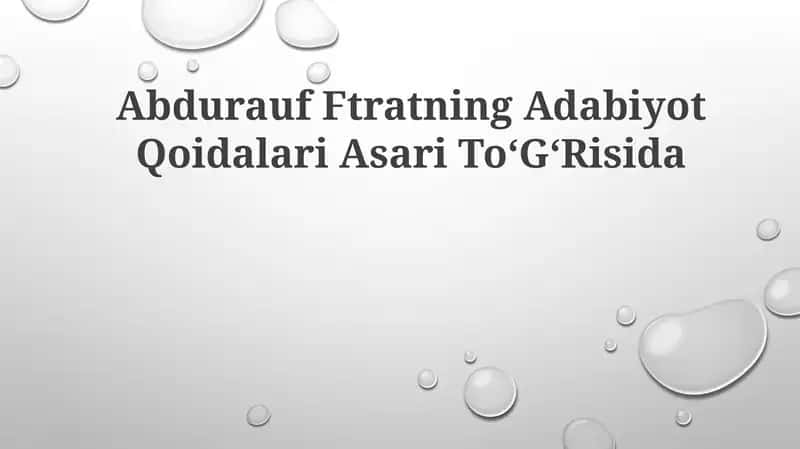 Abdurauf Fitratning Adabiyot QoidalariAsariToʻGʻRisida 1
