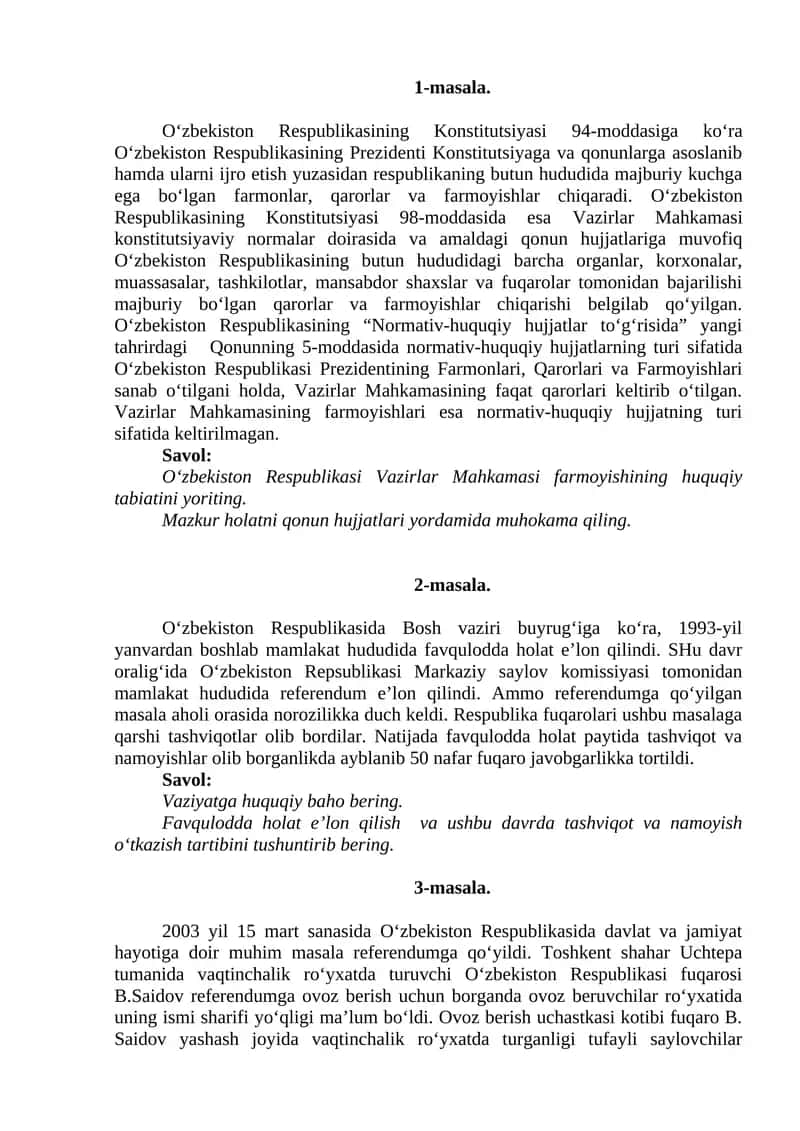O‘zbekiston Respublikasining Konstitutsiyasi 1