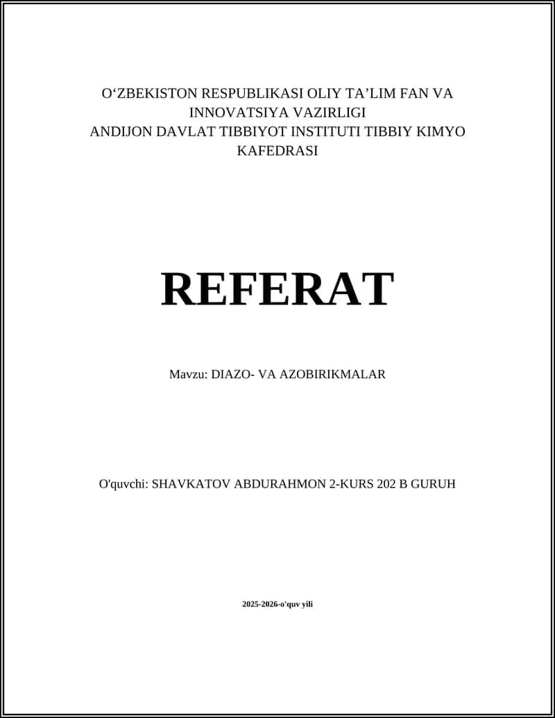 DIAZO- VA AZOBIRIKMALAR 1