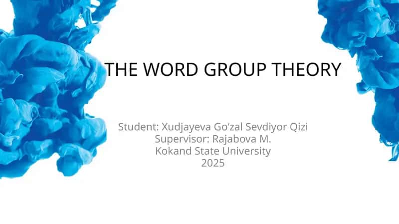 THE WORD GROUP THEORY 1