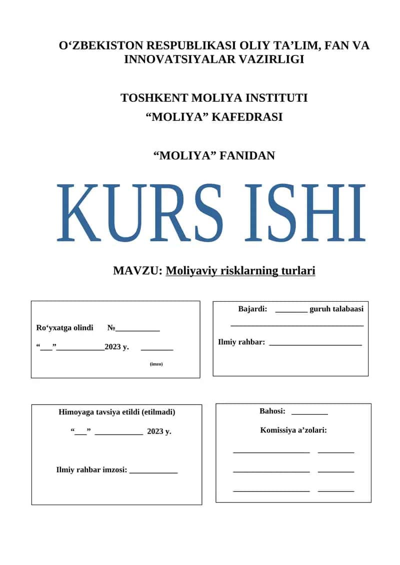 Moliyaviy risklarning turlari 1