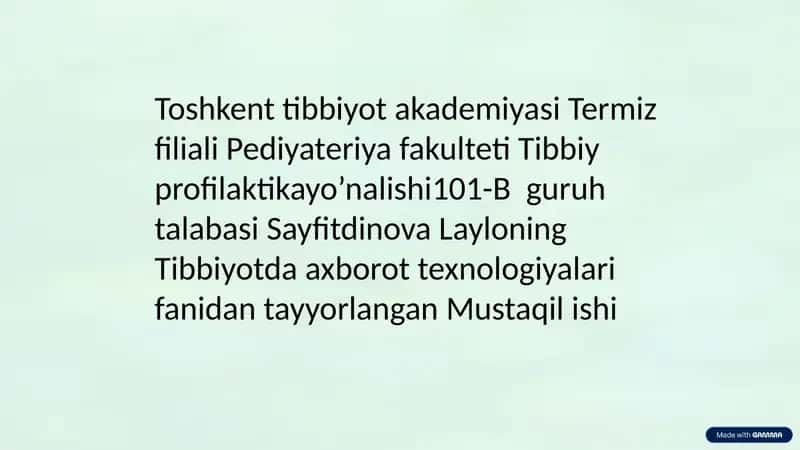 Tibbiyotni raqamlashtirish 1