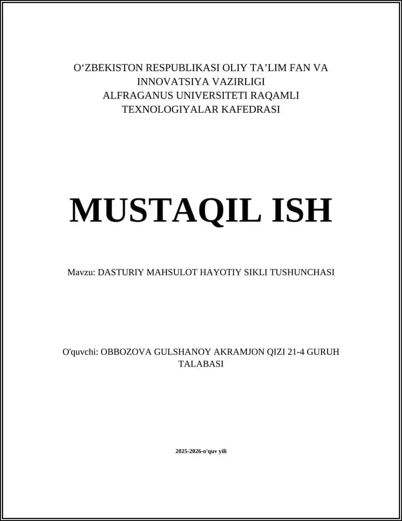 MUSTAQIL ISH 1