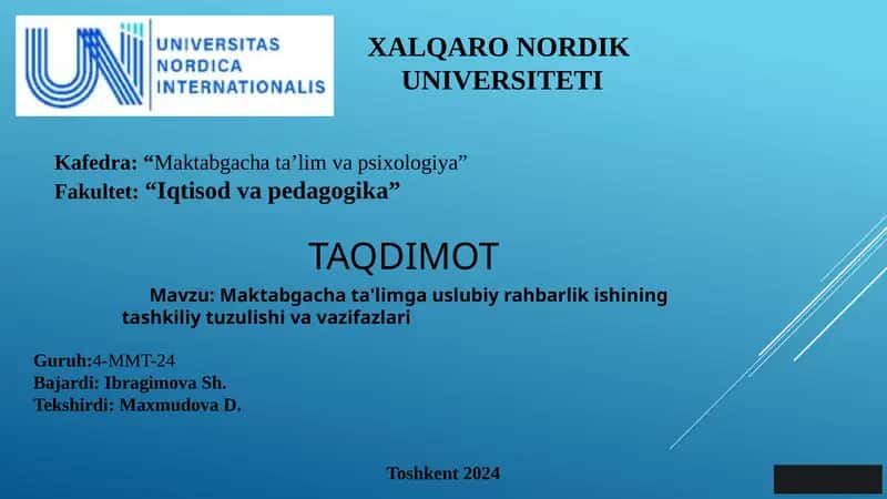 Maktabgacha ta'lim ga uslubiy rahbarlik 1