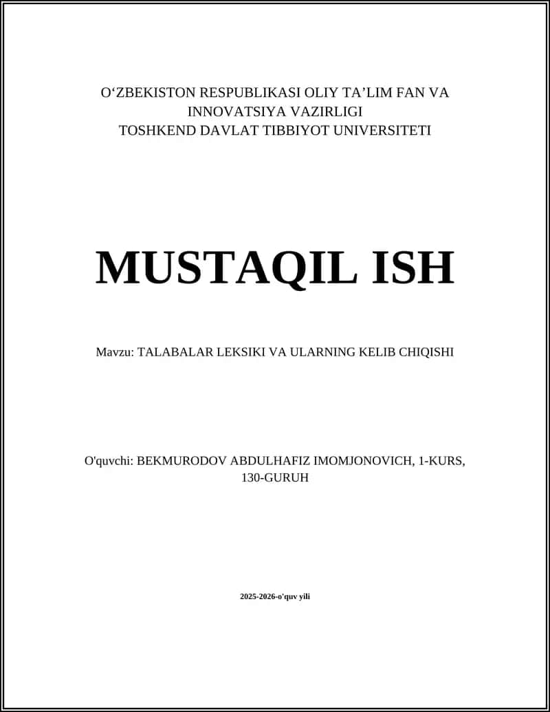TALABALAR LEKSIKI VA ULARNING KELIB CHIQISHI 1